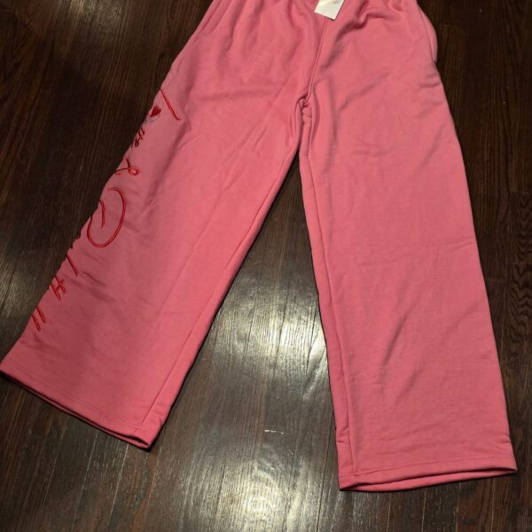 PINK WIDE LEG SWEATPANT (EMBROIDERED)