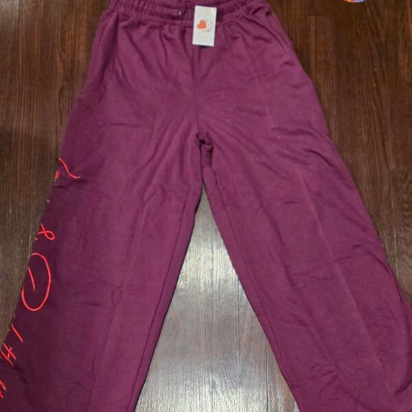 PLUM WIDE LEG SWEATPANT (EMBROIDERED)