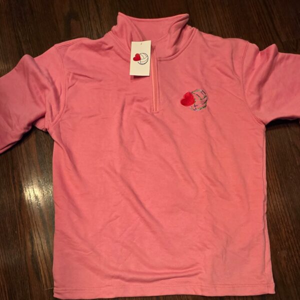 PINK HALF ZIP LOVE&VOLLEYBALL (EMBROIDERED)