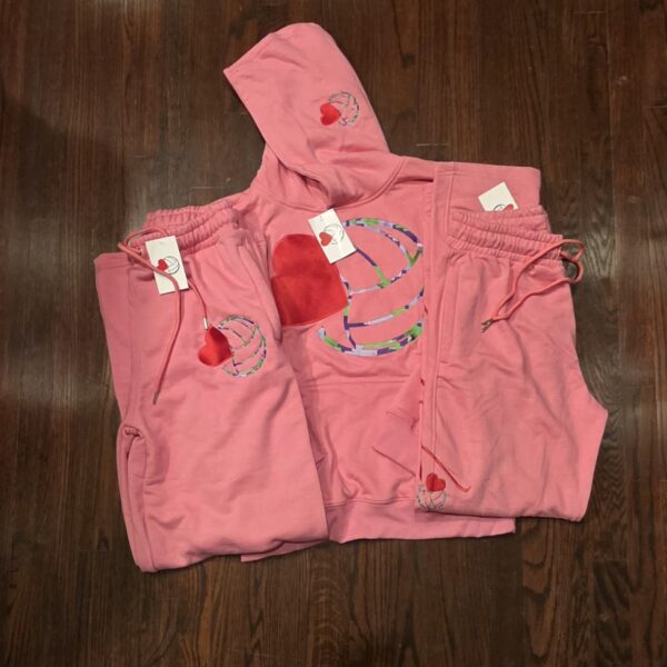 PINK CLASSIC LOVE&VOLLEYBALL SWEATSUIT (EMBROIDERED)