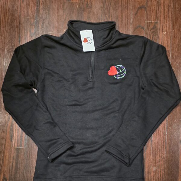BLACK HALF ZIP LOVE&VOLLEYBALL (EMBROIDERED)