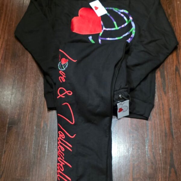 BLACK CLASSIC LOVE&VOLLEYBALL SWEATSUIT (EMBROIDERED)