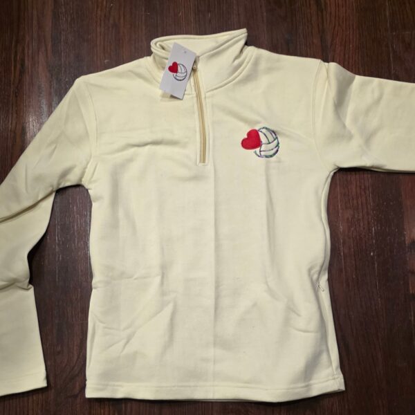 WHITE HALF ZIP LOVE&VOLLEYBALL (EMBROIDERED)