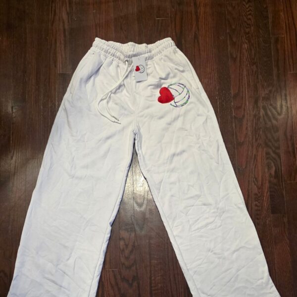 WHITE WIDE LEG SWEATPANTS