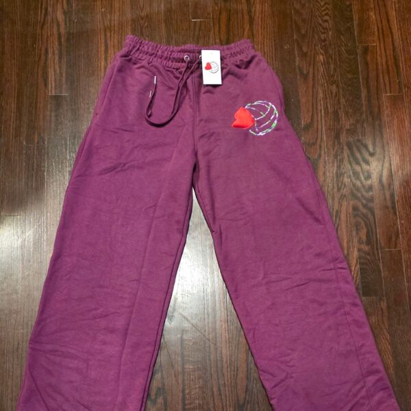 PLUM WIDE LEG SWEATPANTS