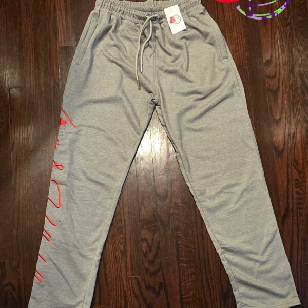 GREY TAPERED LEG SWEATPANTS (EMBROIDERED)