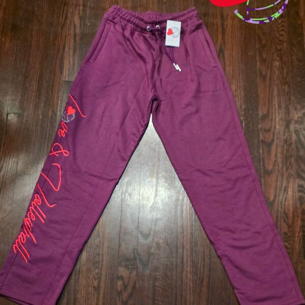 PLUM TAPERED LEG SWEATPANTS (EMBROIDERED)