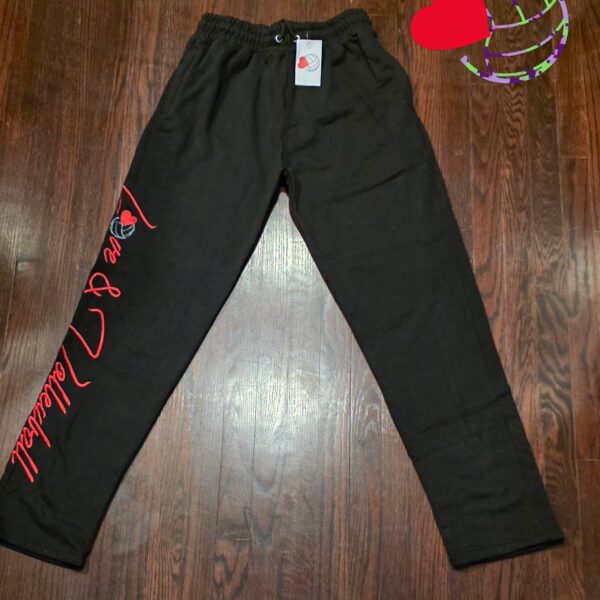 BLACK TAPERED LEG SWEATPANTS (EMBROIDERED)