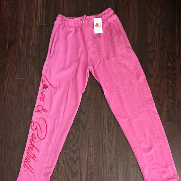 PINK TAPERED LEG SWEATPANT (EMBROIDERED)