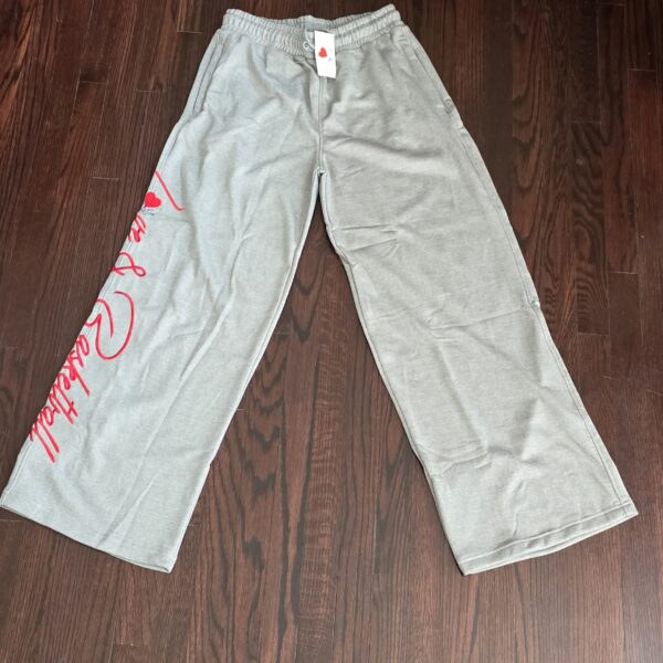 WHITE WIDE LEG SWEATPANT (EMBROIDERED)