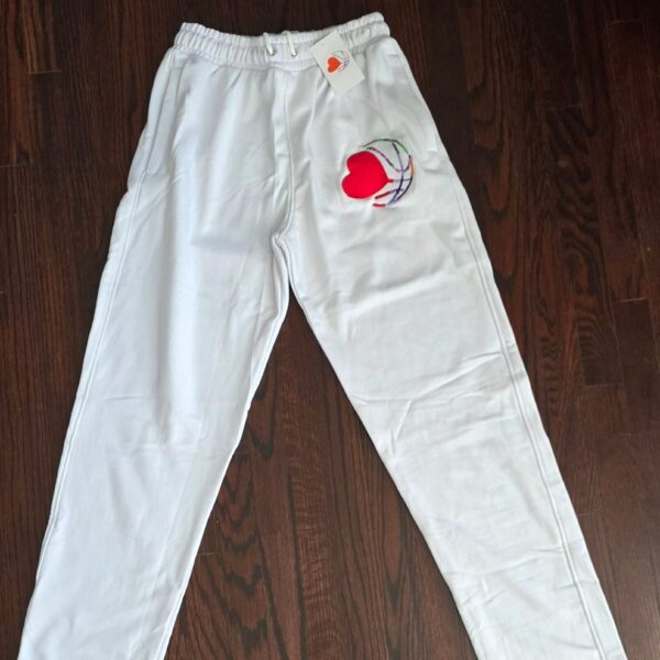 WHITE TAPERED LEG SWEATPANT (LOGO)