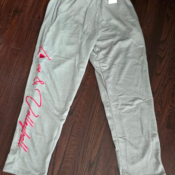 WHITE TAPERED LEG SWEATPANTS (EMBROIDERED)