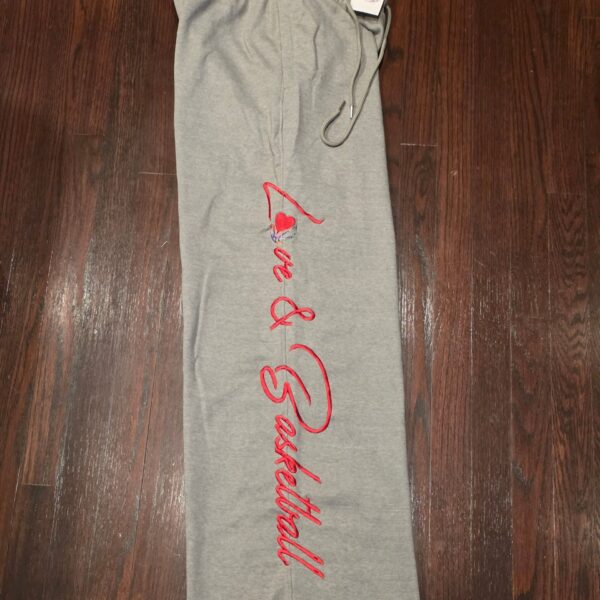 GREY WIDE LEG SWEATPANT (EMBROIDERED)